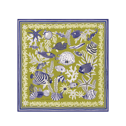 Neptune Square Silk Scarf in Anise