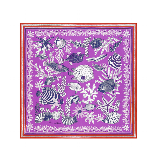 Neptune Square Silk Scarf in Violet