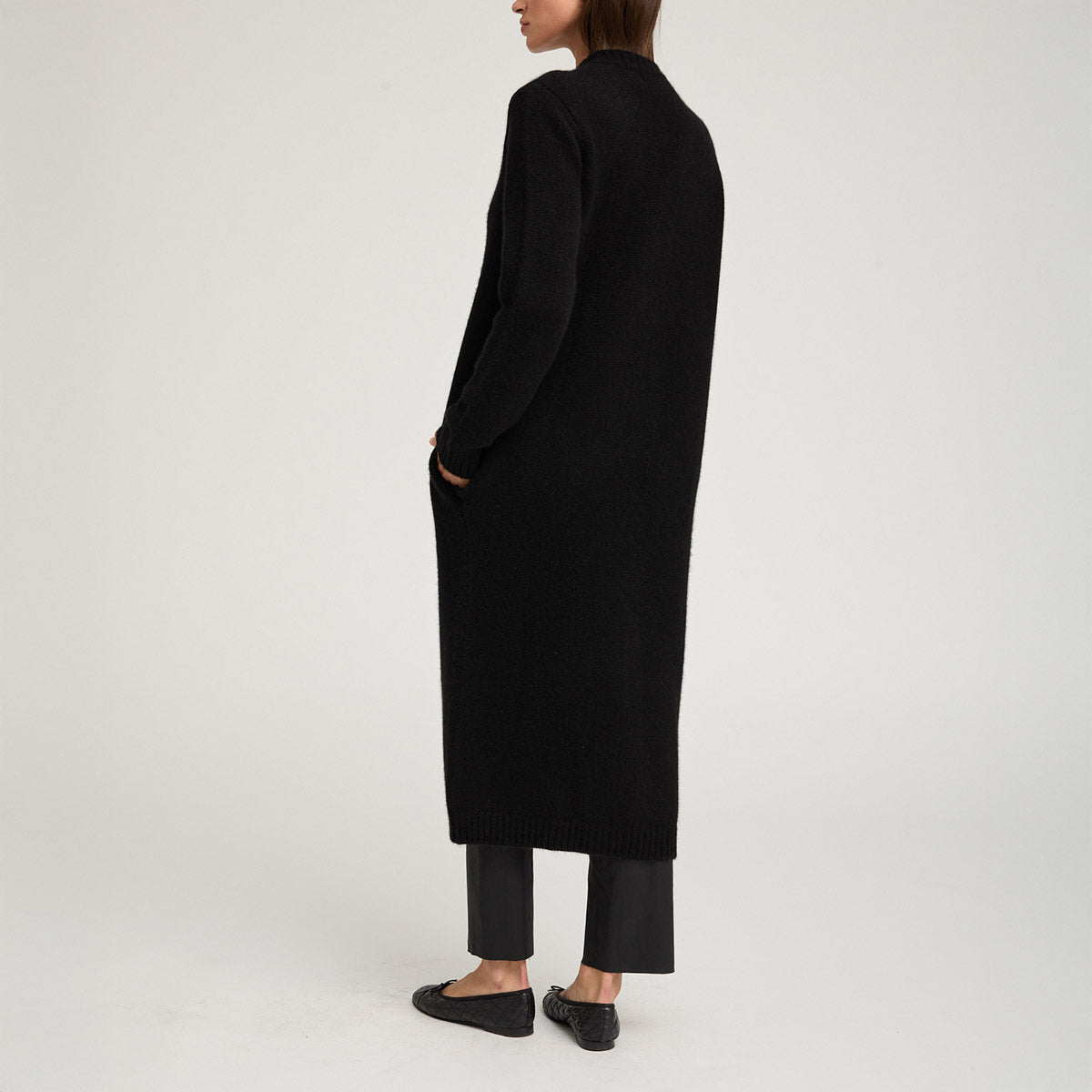 Heavy Long Sleeve Cardigan in Black