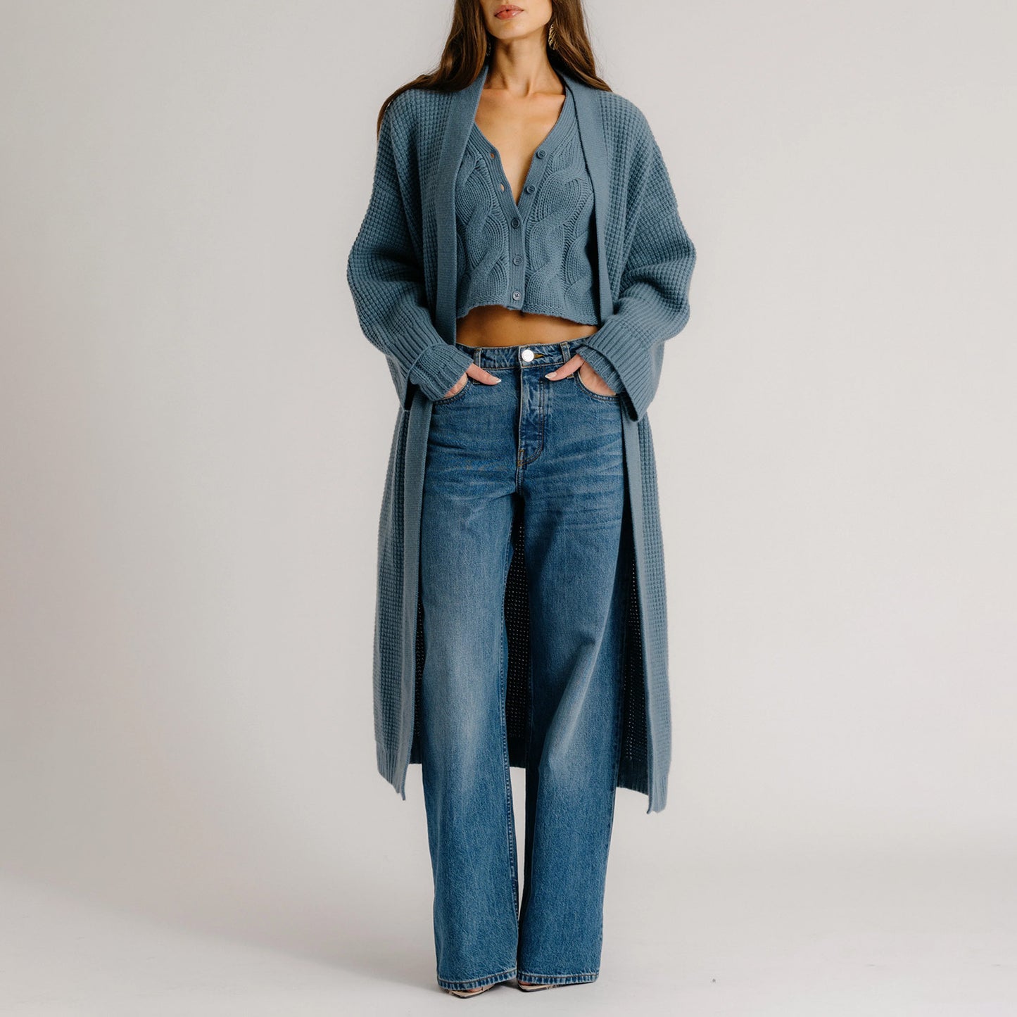 Cedar Slouchy Duster in Smoky Blue