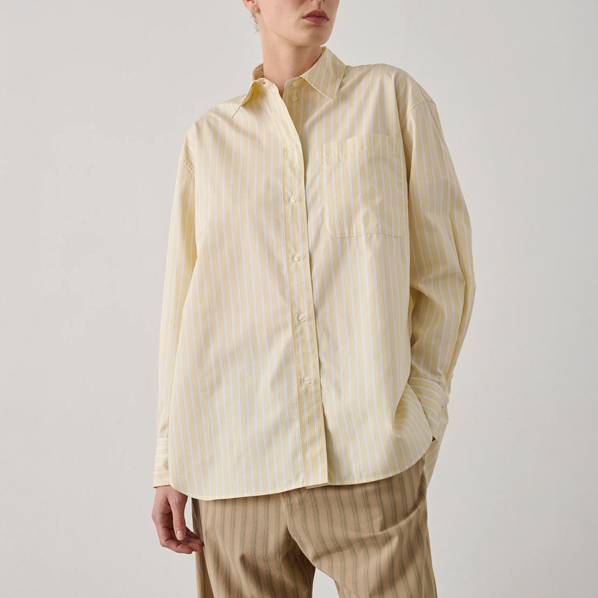 Carlotta Top in Jaune and Ecru Stripe