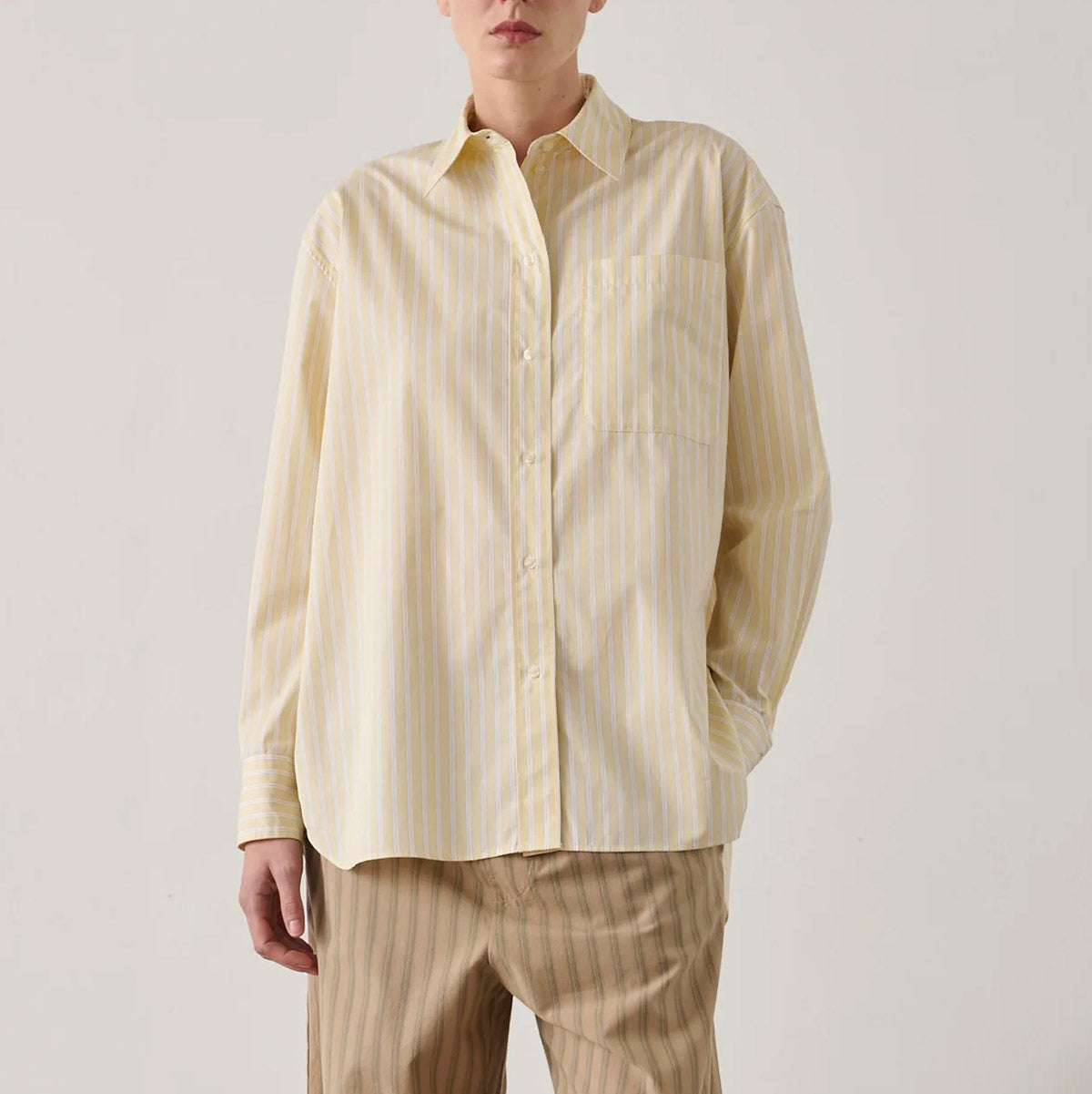 Carlotta Top in Jaune and Ecru Stripe