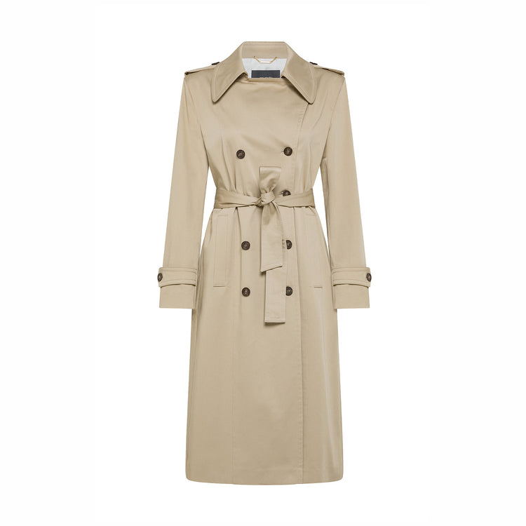 Gabardine Double Breasted Trench in Khaki