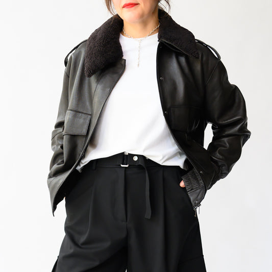 Leather Jacket in Testa Di Moro