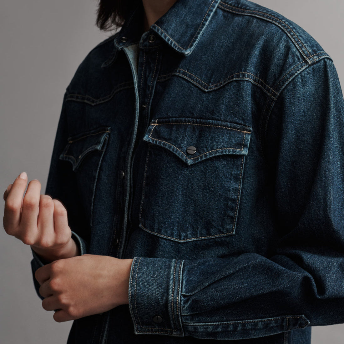 Cropped OG Denim Shirt in Dark Wash