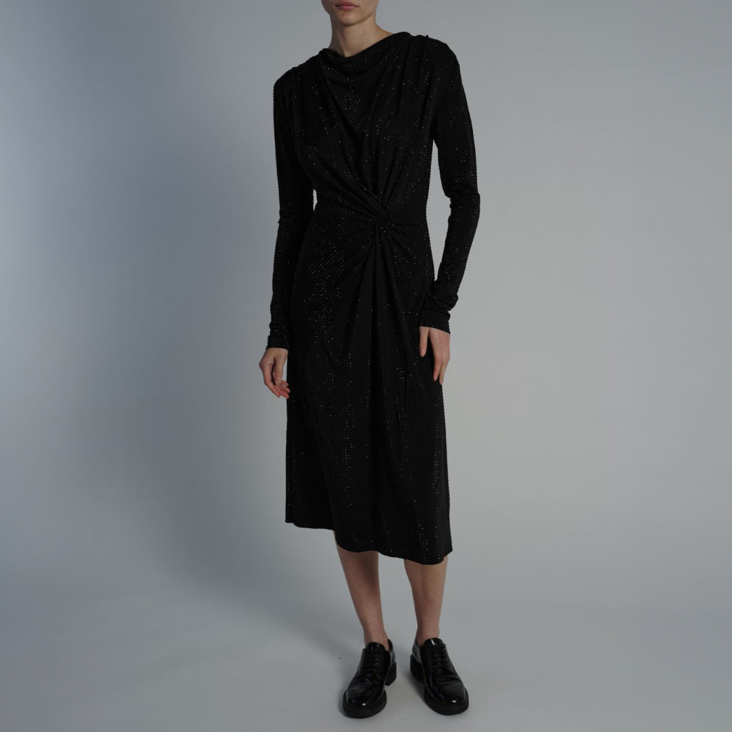 Ayla Long Sleeve Dress in Black Stone