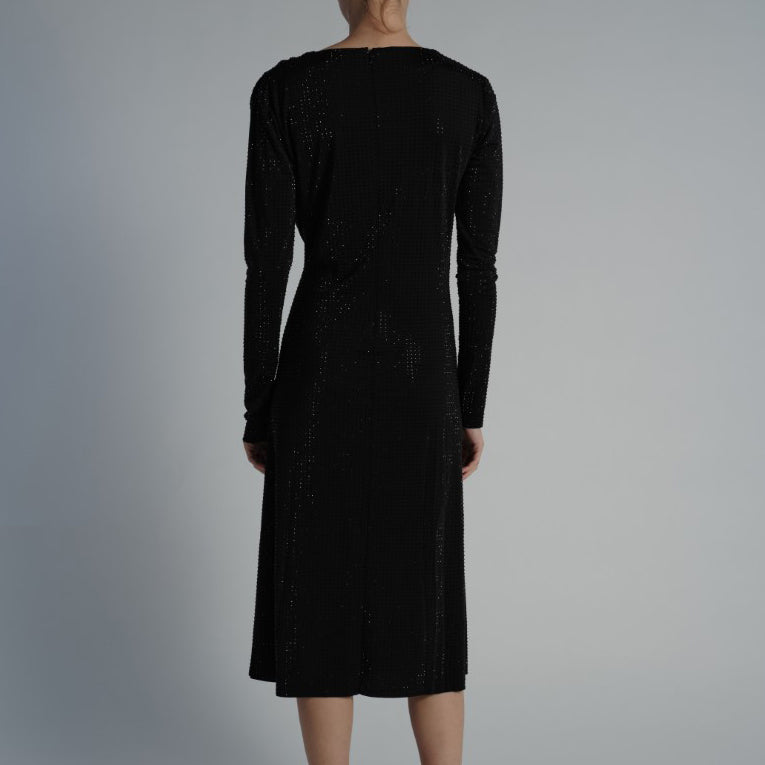 Ayla Long Sleeve Dress in Black Stone