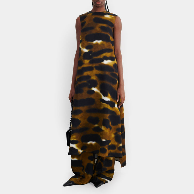 Dala Dress in Camel Tiger Print