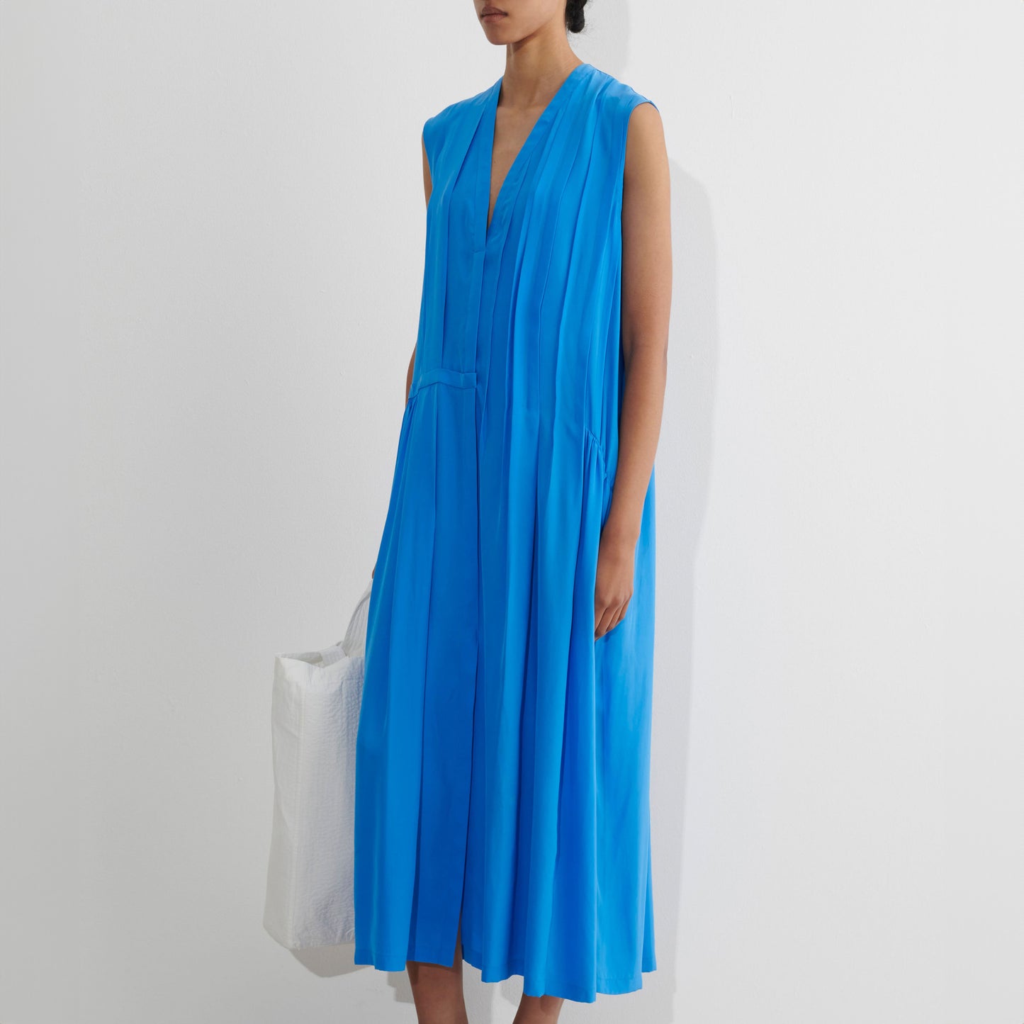 Delele Silk Dress in Fresh Blue