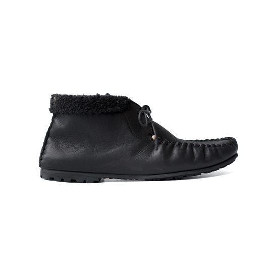 Shearling Lined Moccasin in Black
