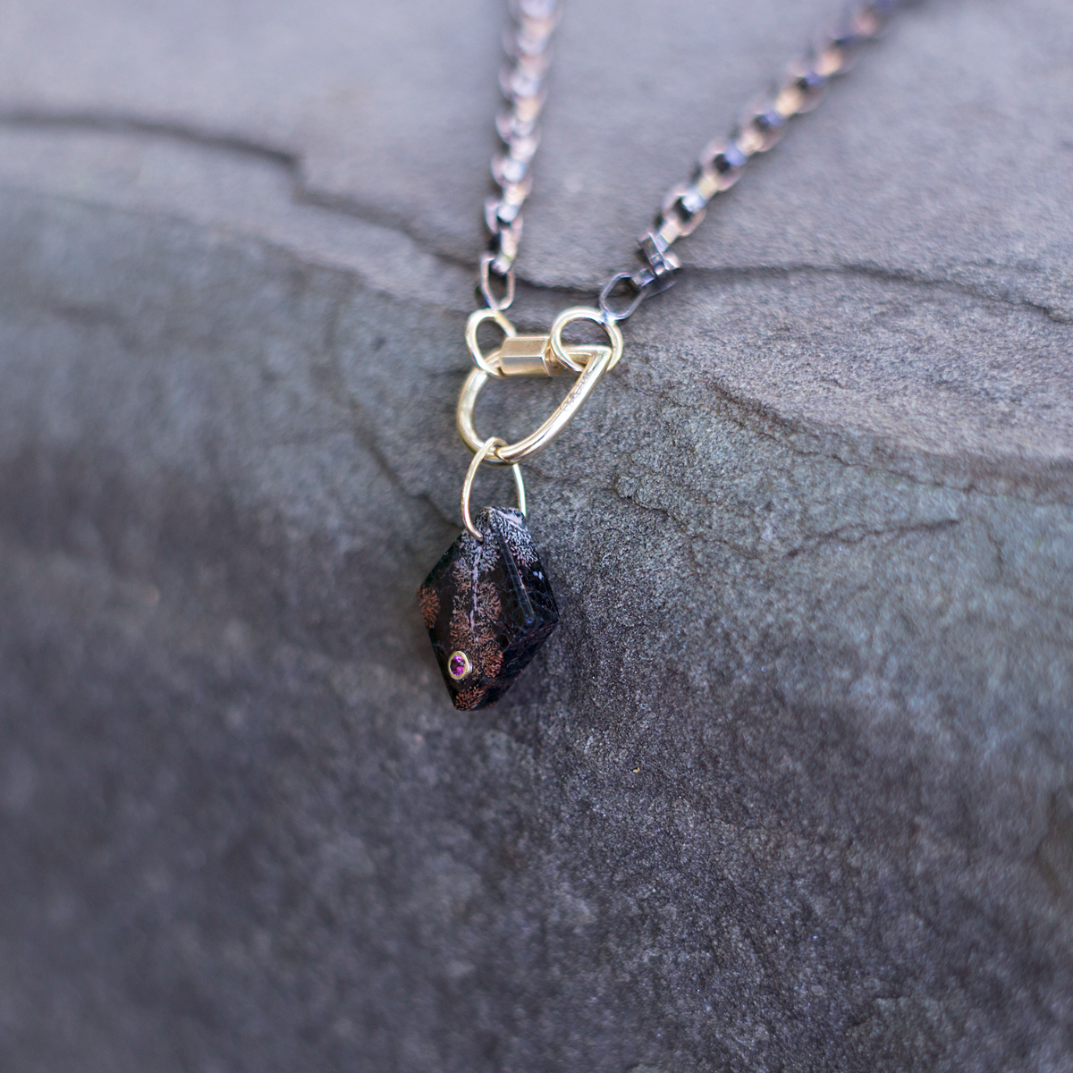 Firework Obsidian Diamond Charm