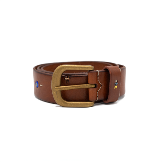 Pizzico Leather Belt in Marrone