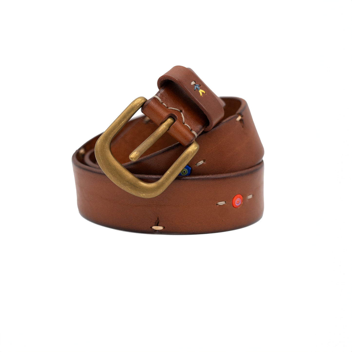 Pizzico Leather Belt in Marrone