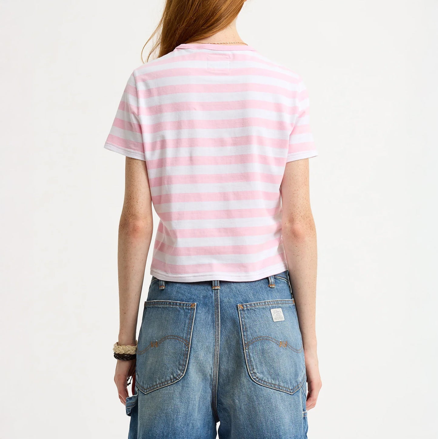 Striped Baby Tee in Light Pink