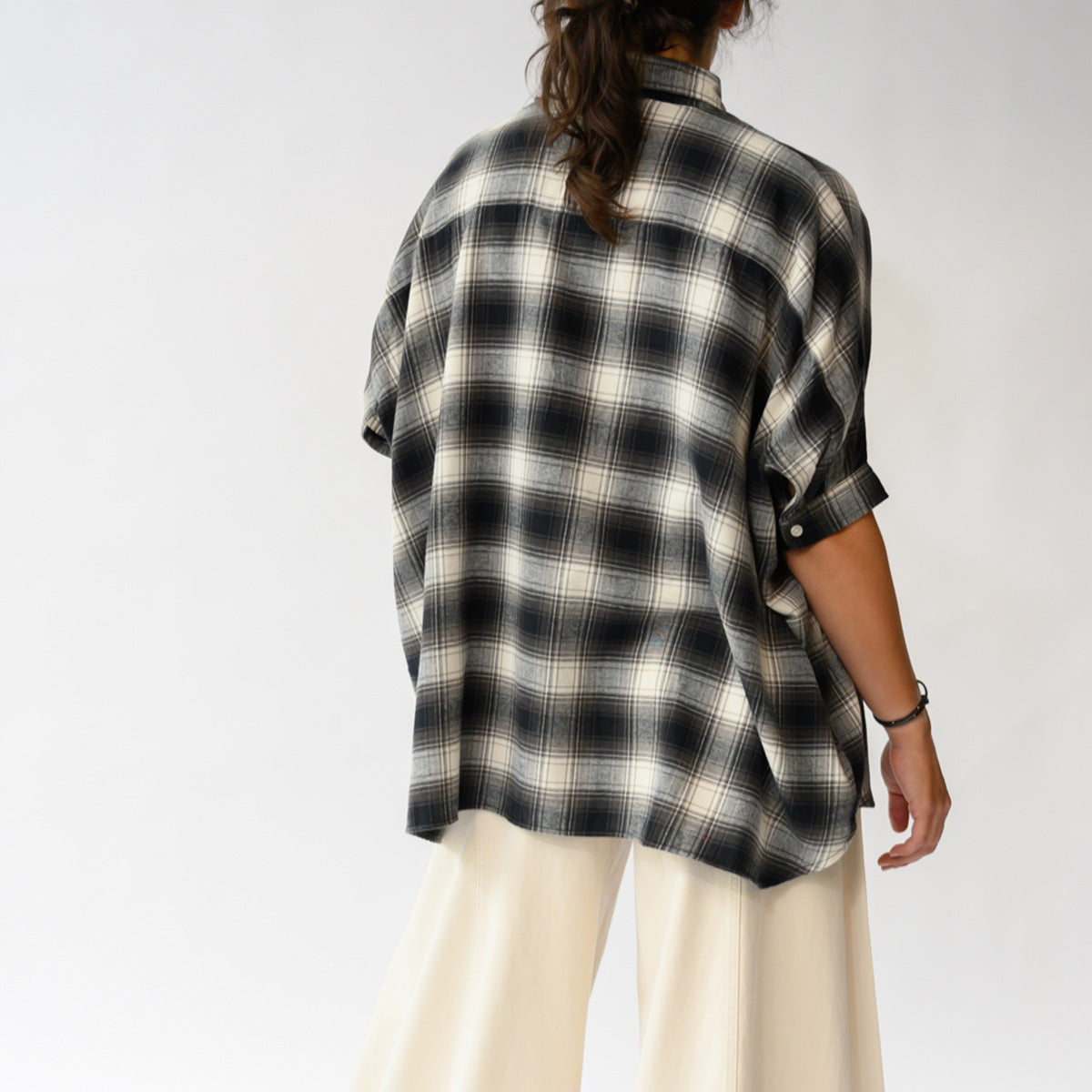 Emma Shirt in Black and Cream Plaid