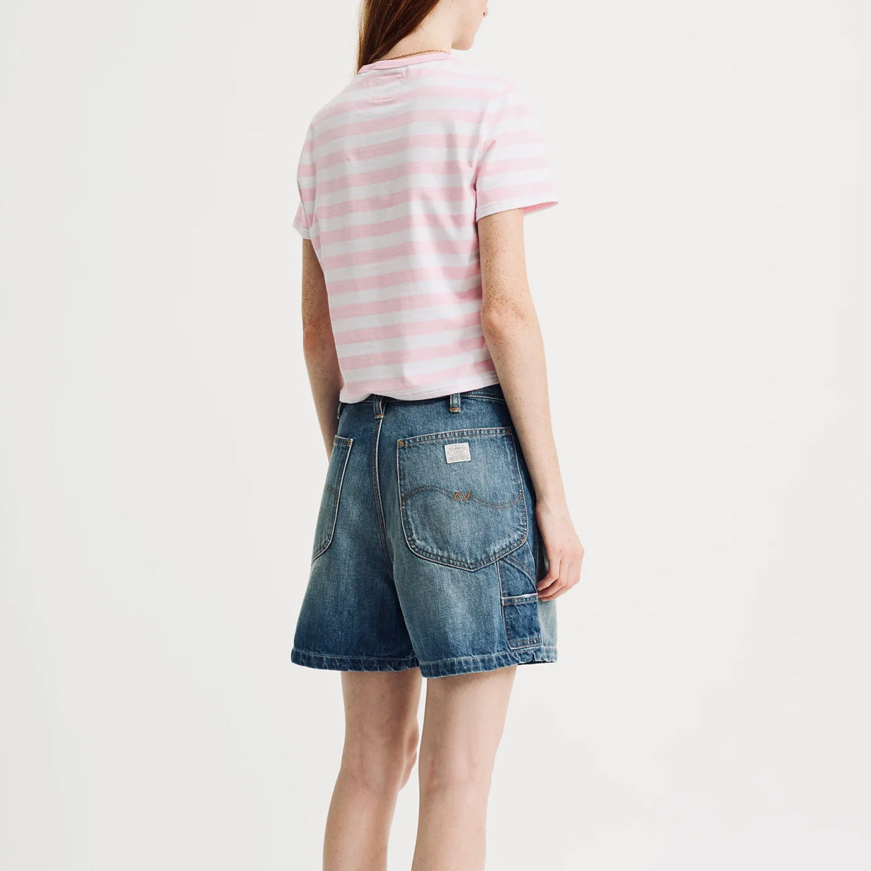 Striped Baby Tee in Light Pink