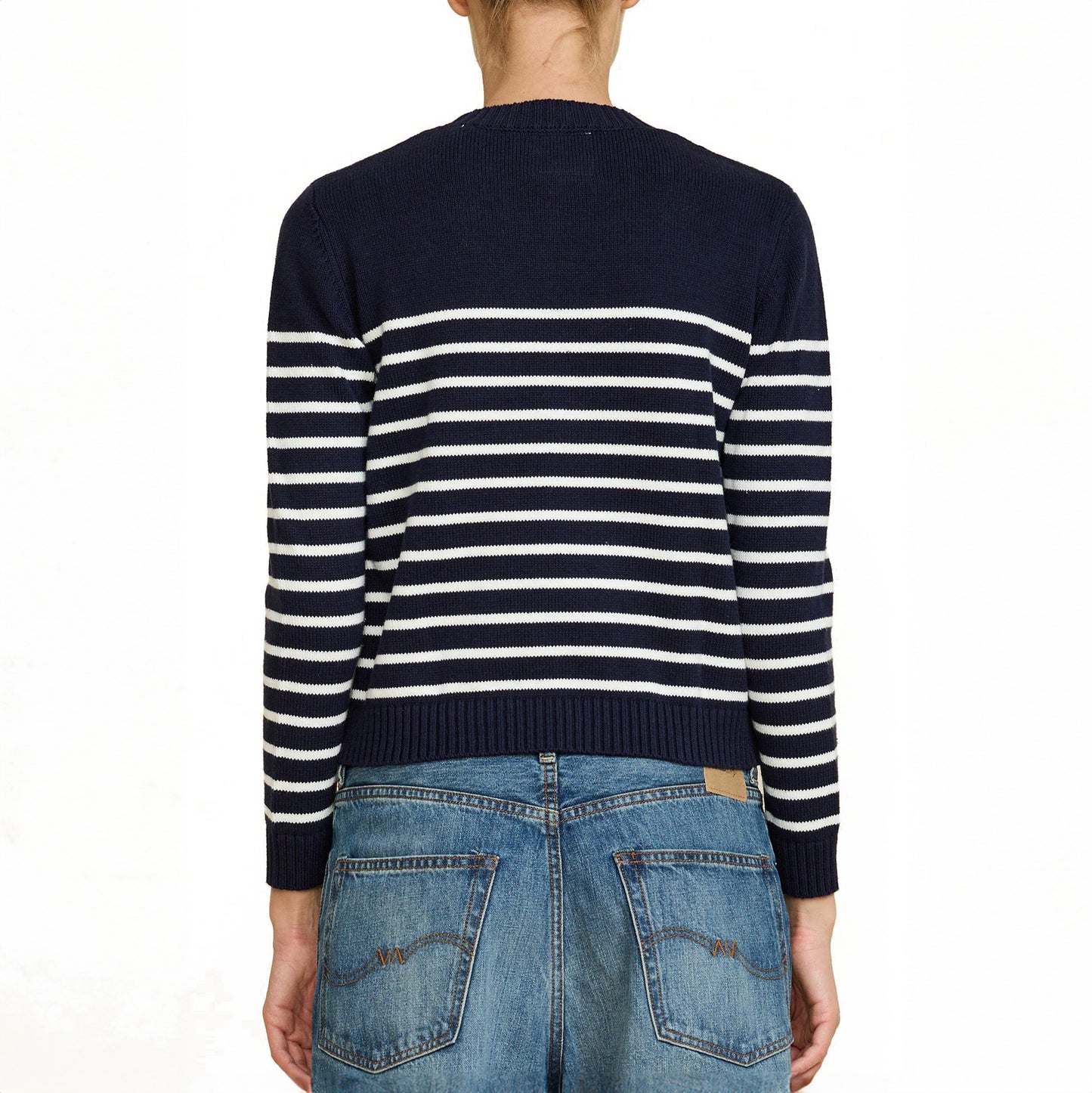 Striped Pullover in Navy & Off White