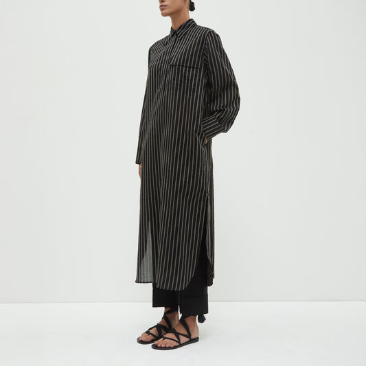 Dua Dress in Black Stripe