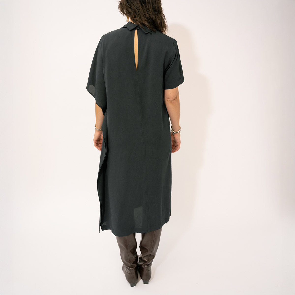 Duala Asymmetrical Caftan Dress in Deep Petrol