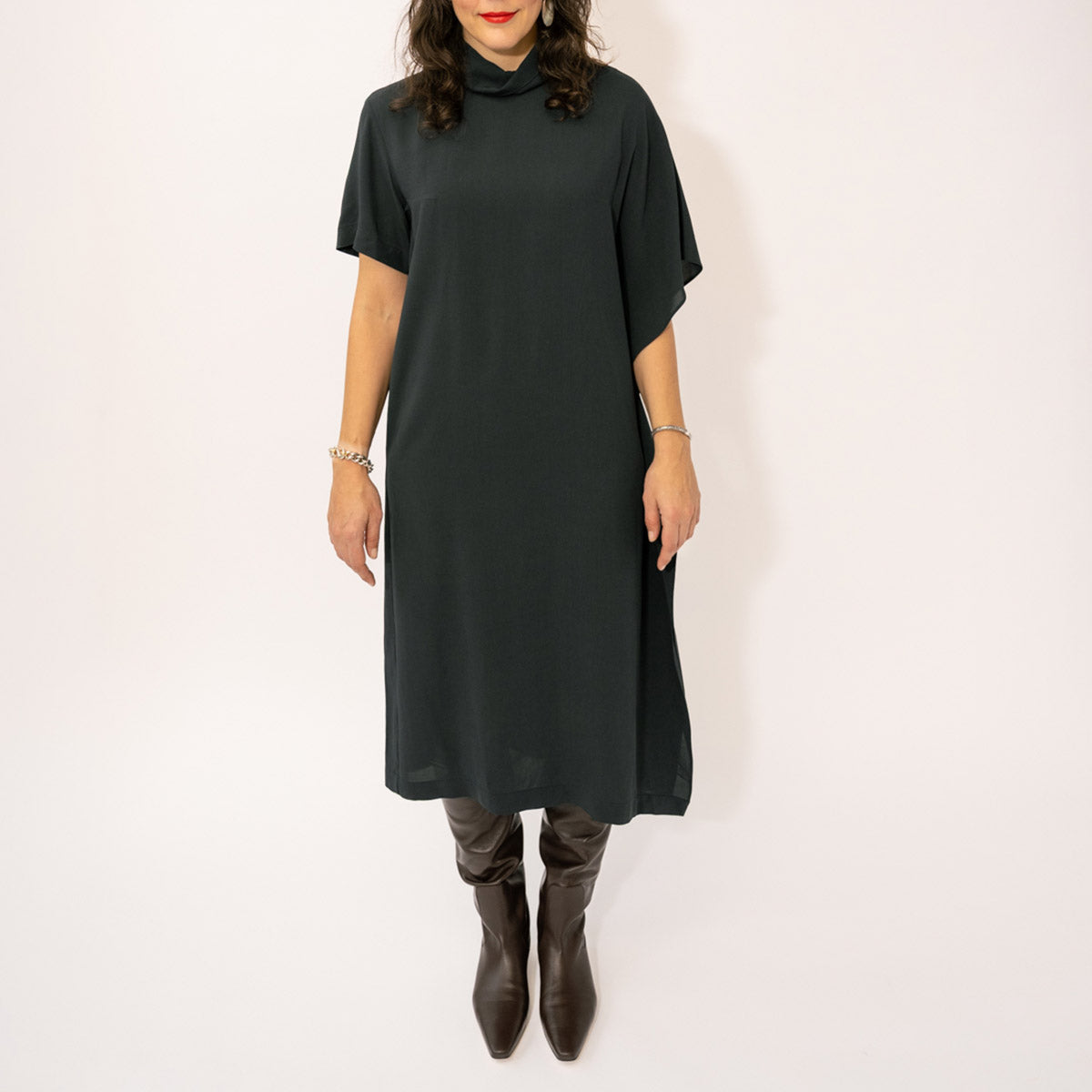 Duala Asymmetrical Caftan Dress in Deep Petrol