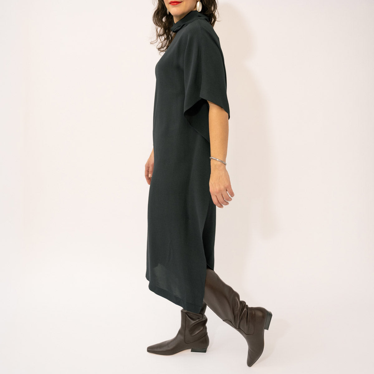 Duala Asymmetrical Caftan Dress in Deep Petrol