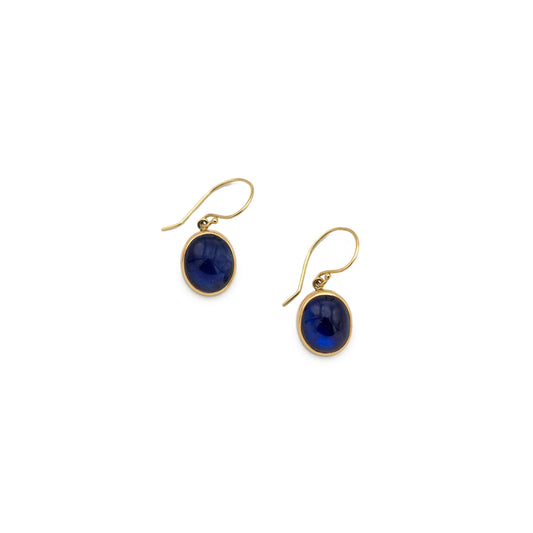 Small Blue Sapphire Oval Earrings
