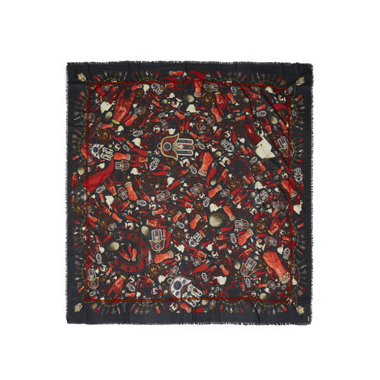 Charms Scarf in Black & Red