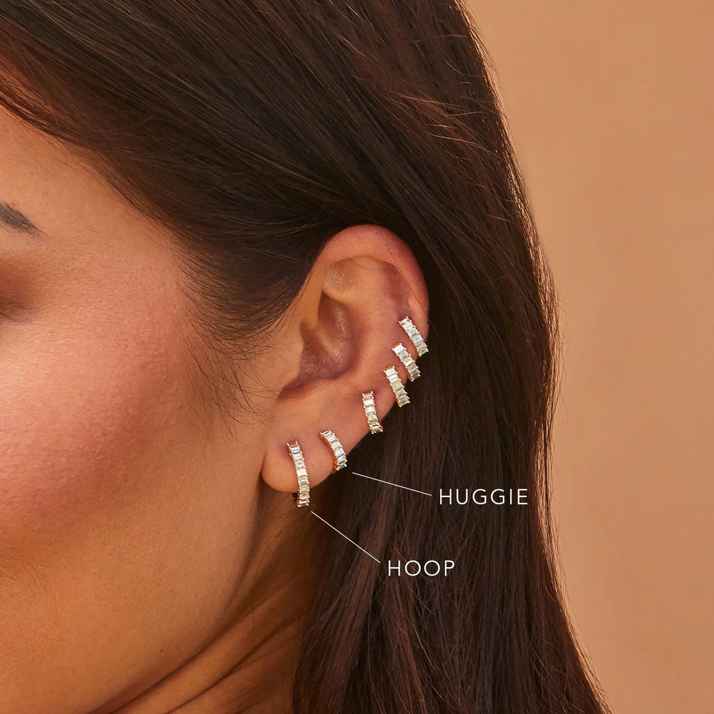 Baguette Diamond Huggie Earrings