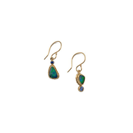 Australian Opal & Blue Sapphire Earrings