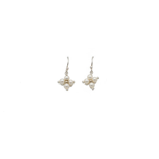 Small Pearl Cross Earrings