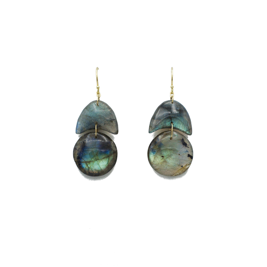 Tiny Arp Earrings in Labradorite