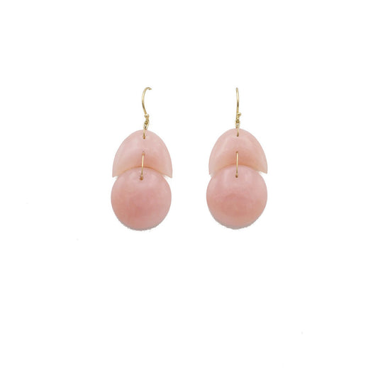 Tiny Arp Earrings in Pink Opal