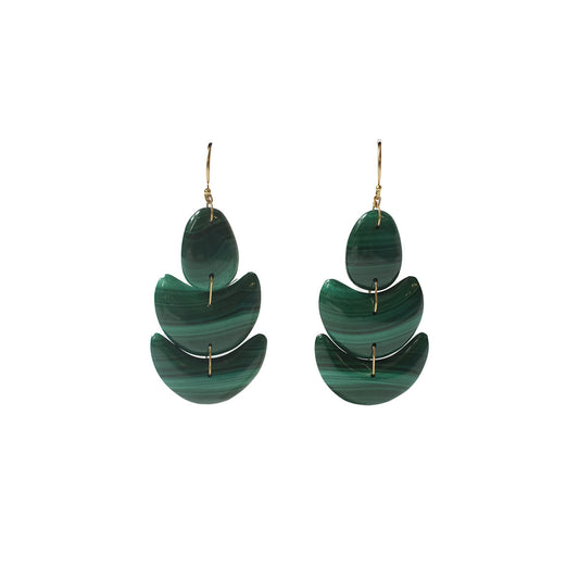 Lotus Stone Earring in Malachite