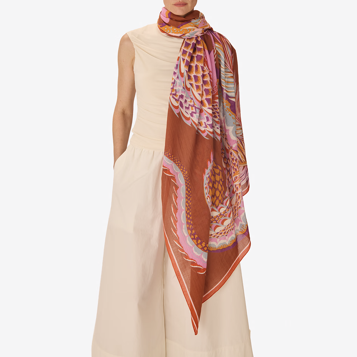 Croco Scarf in Caramel