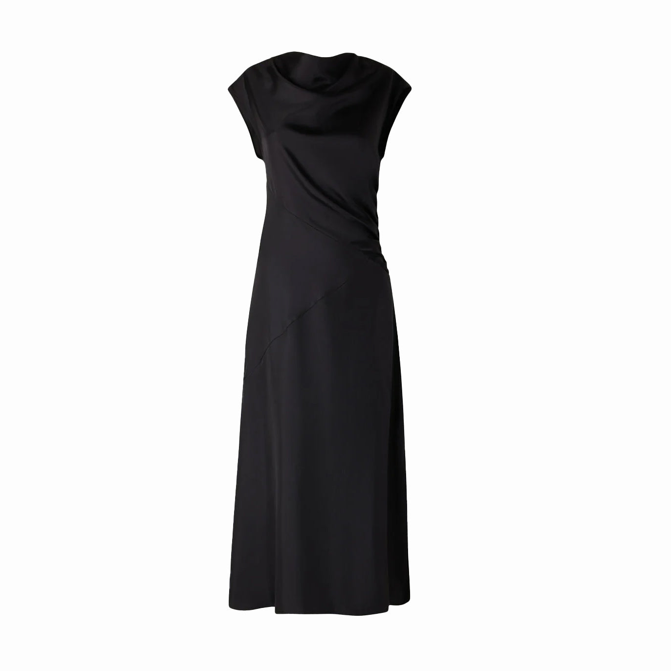 Eugenie Satin Dress in Noir