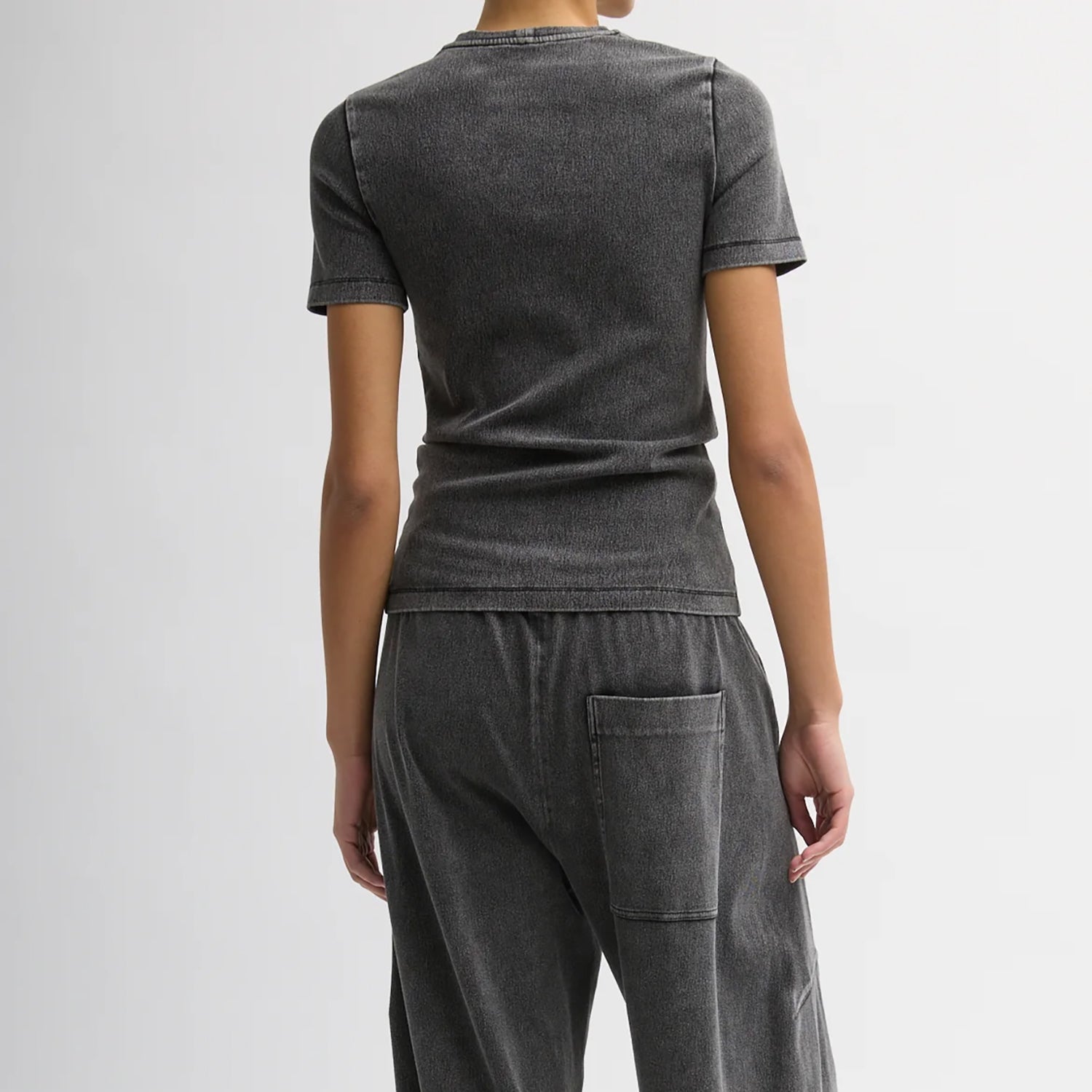 Stretch Denim Baby Tee in Black