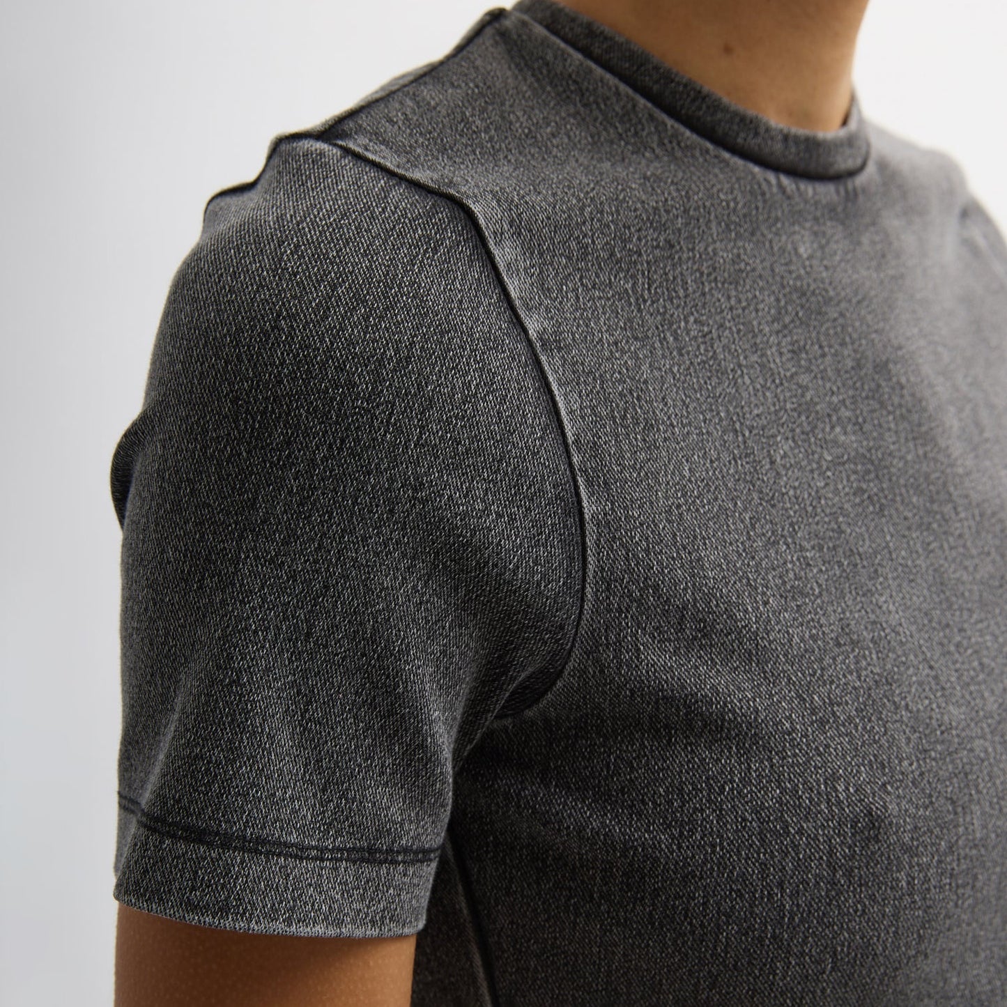 Stretch Denim Baby Tee in Black