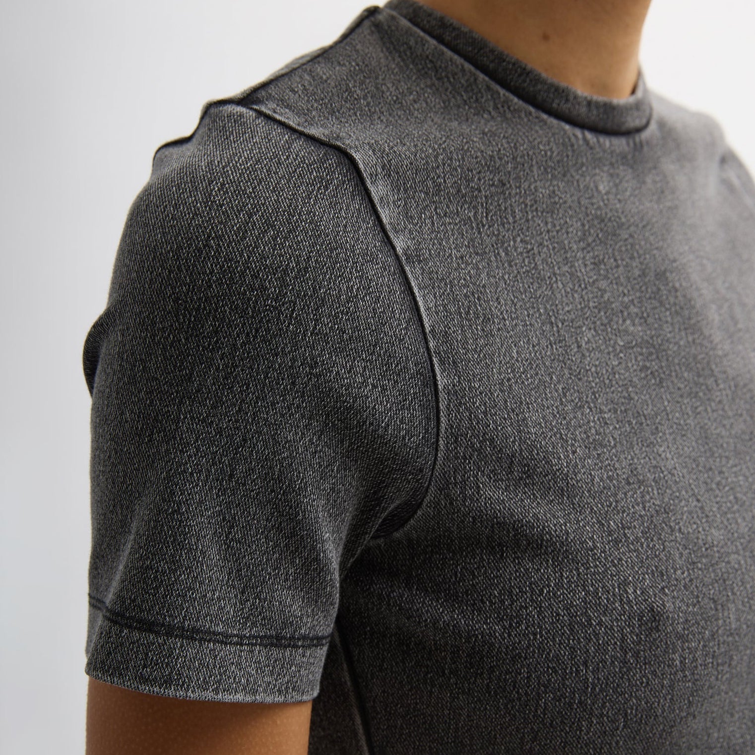 Stretch Denim Baby Tee in Black