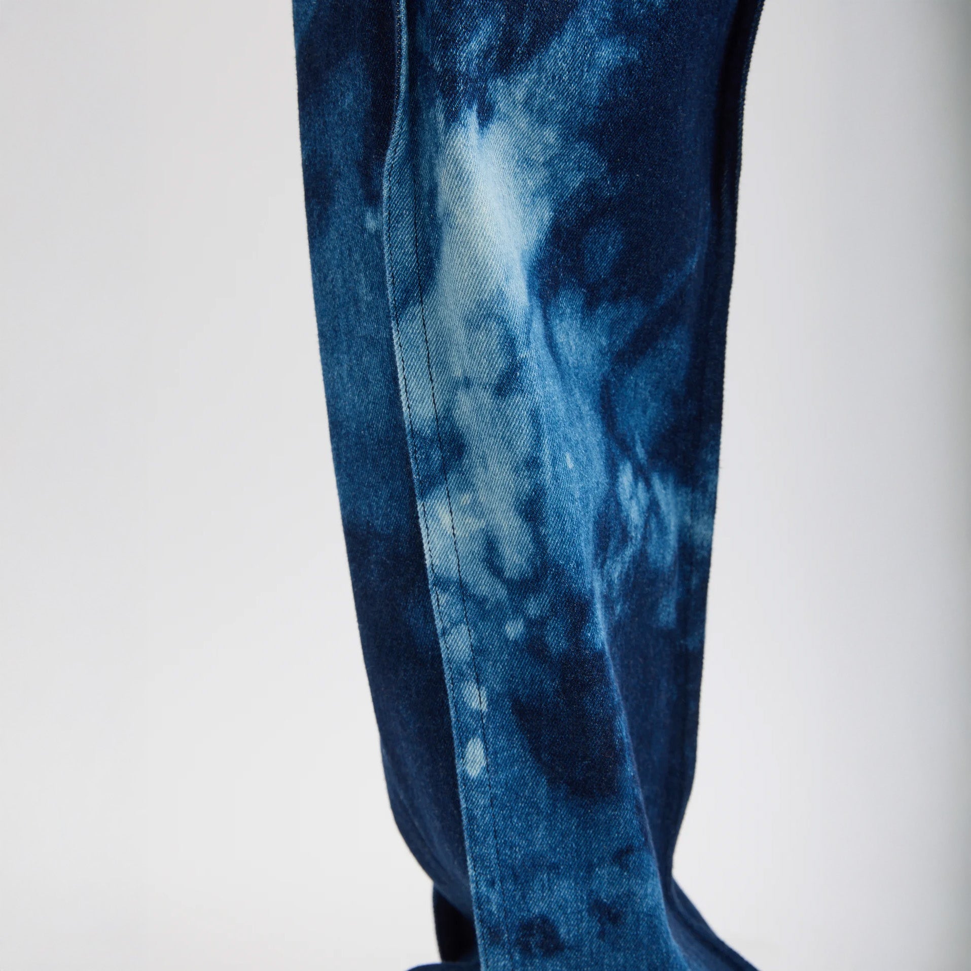 Tie Dye Denim Tuck Jean in Blue Multi