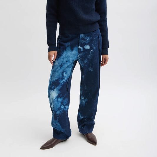 Tie Dye Denim Tuck Jean in Blue Multi