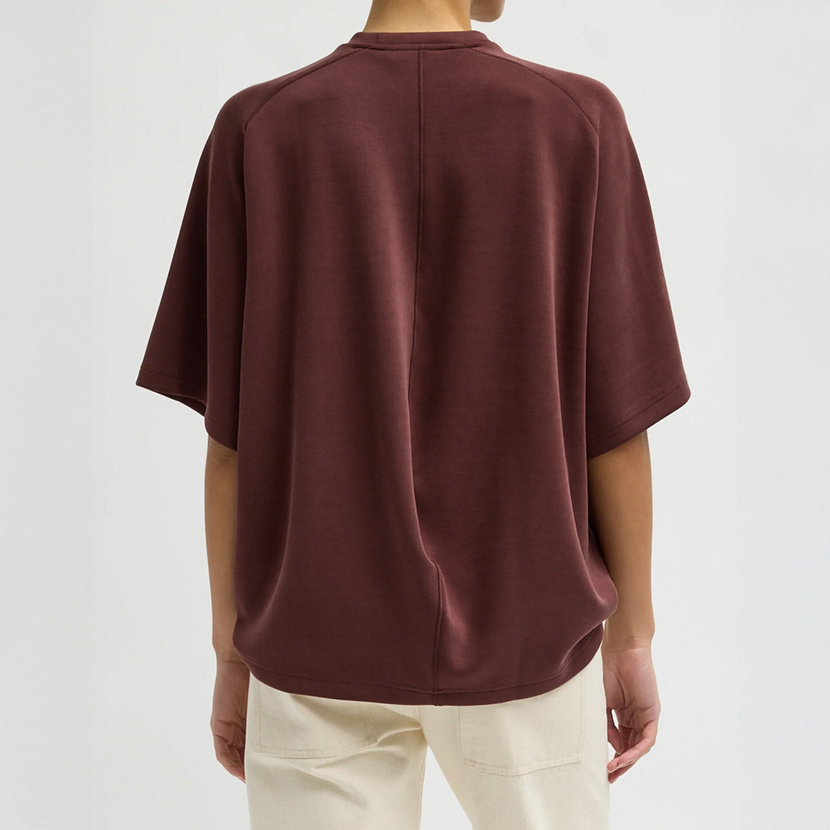 Lightweight Viscose Neoprene Baseball Tee in Bordeaux
