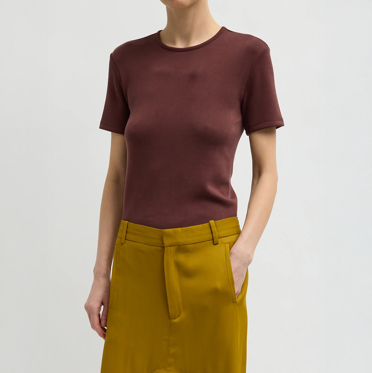 Neoprene Short Sleeve Tee in Bordeaux