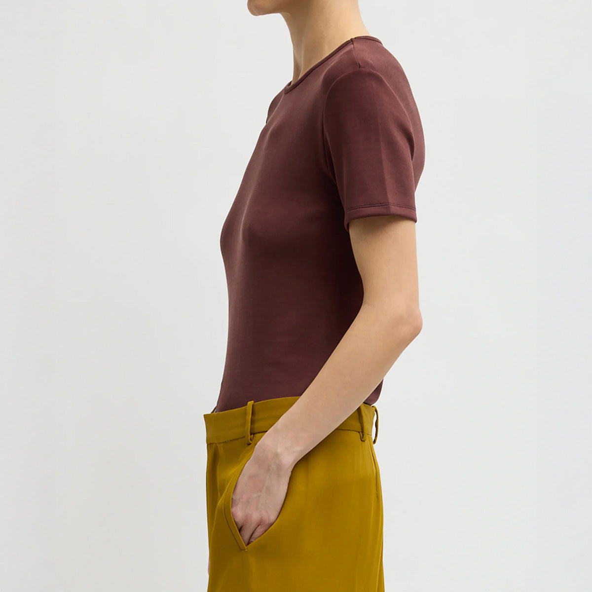 Neoprene Short Sleeve Tee in Bordeaux