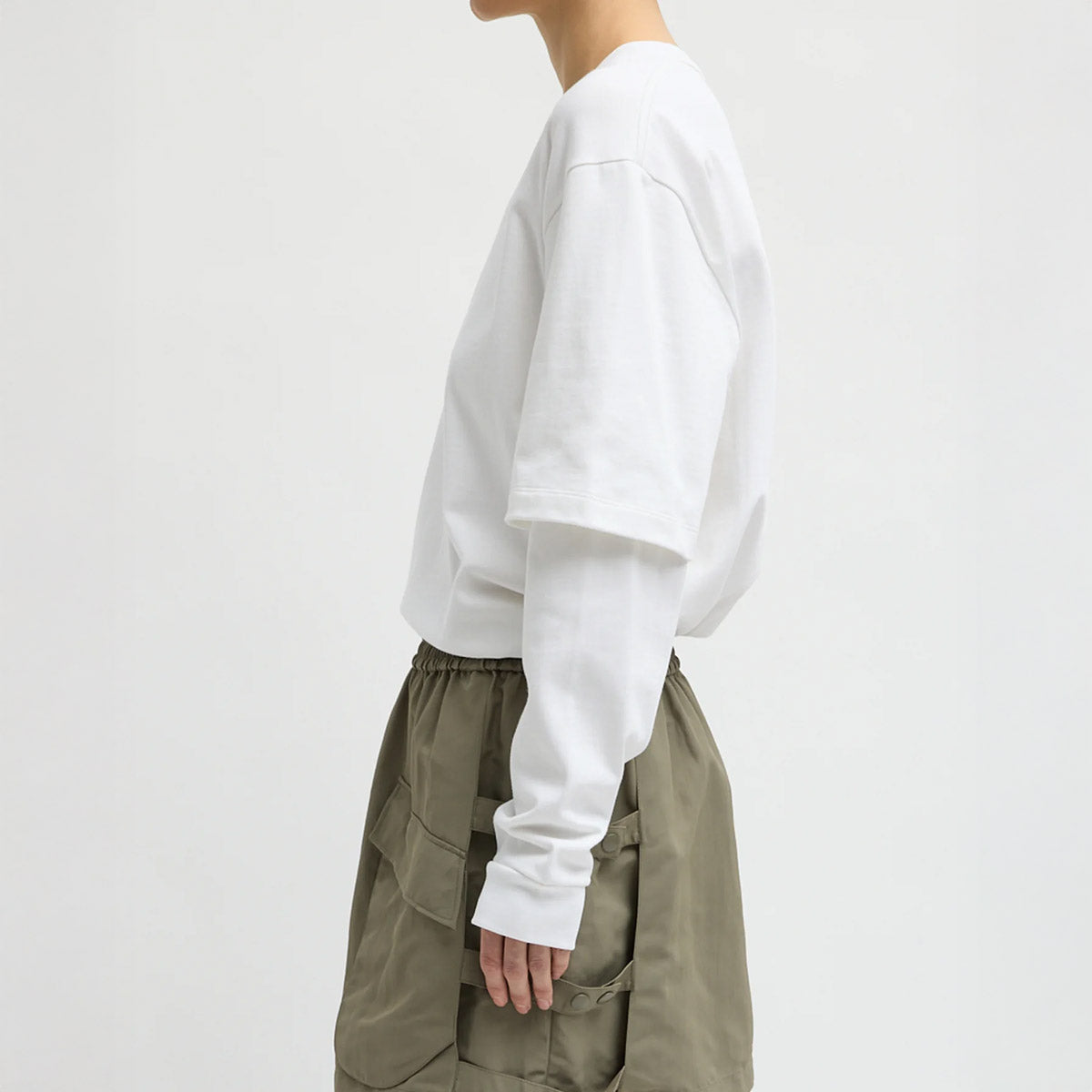 Perfect Double Layer Long Sleeve Tee in White