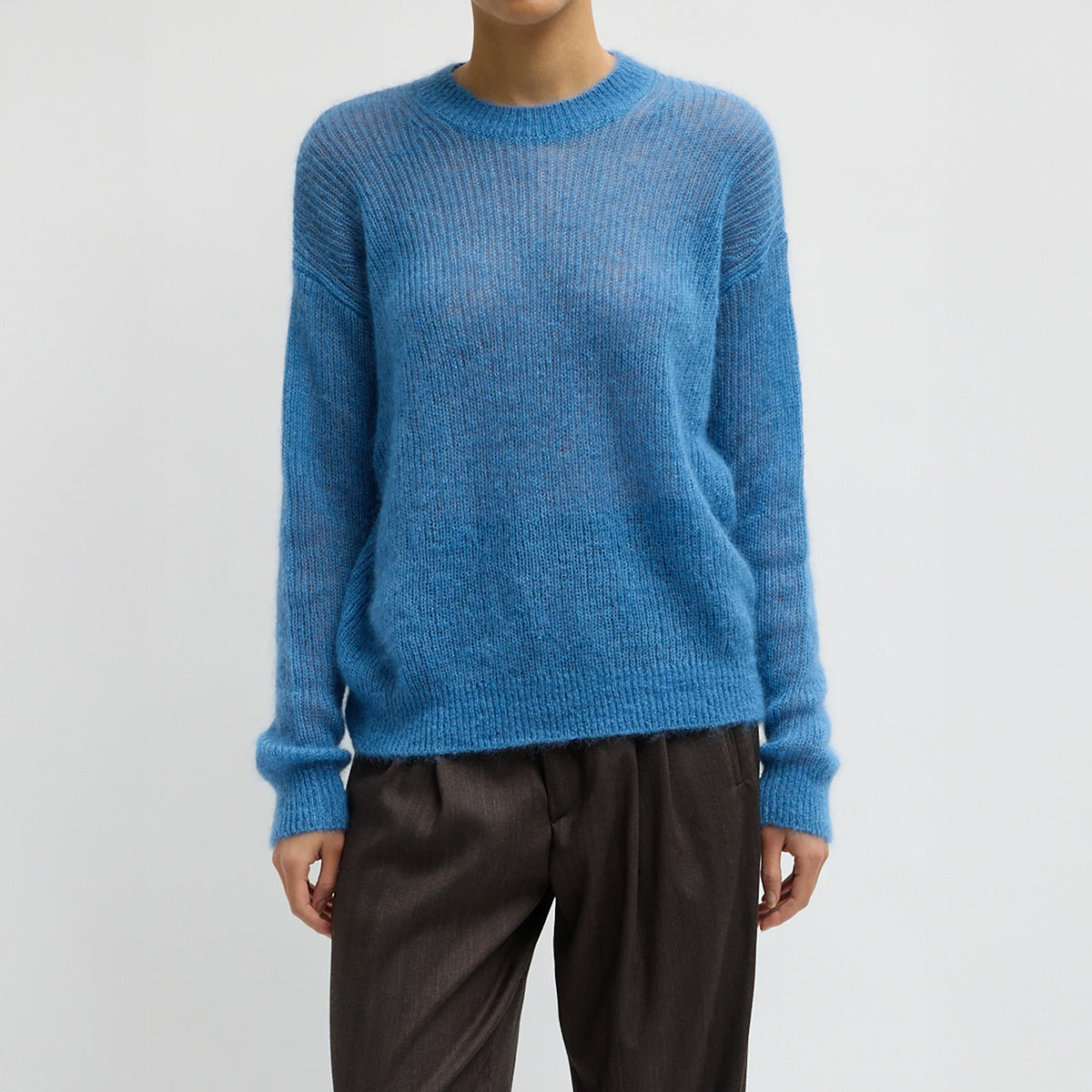 Mohair Crewneck Sweater in Newman Blue