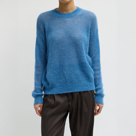 Mohair Crewneck Sweater in Newman Blue