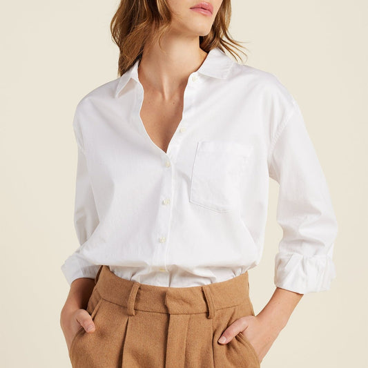 Blake Oversized Blouse in White Twill