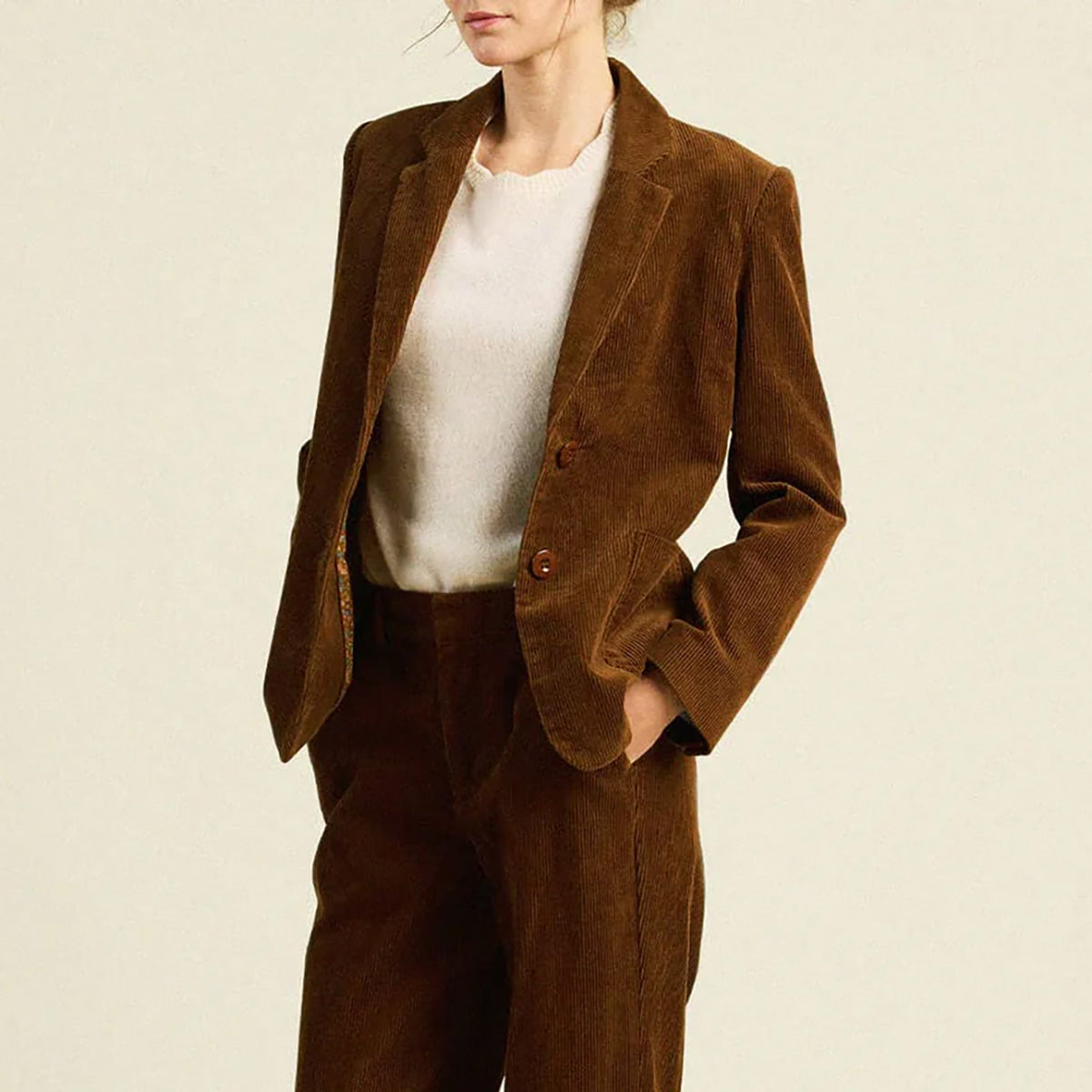 Skylar Corduroy Blazer in Walnut