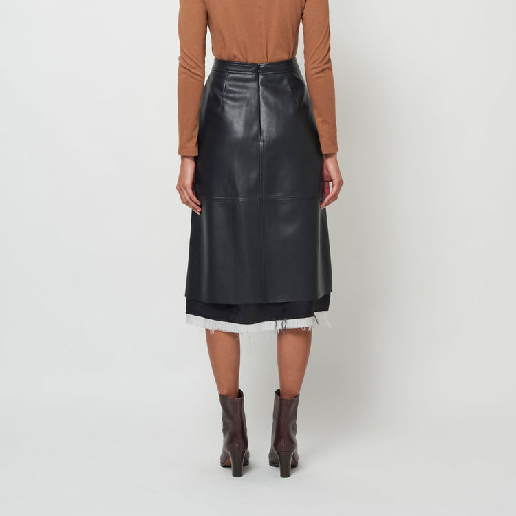 Aurora Skirt in Black Faux Leather