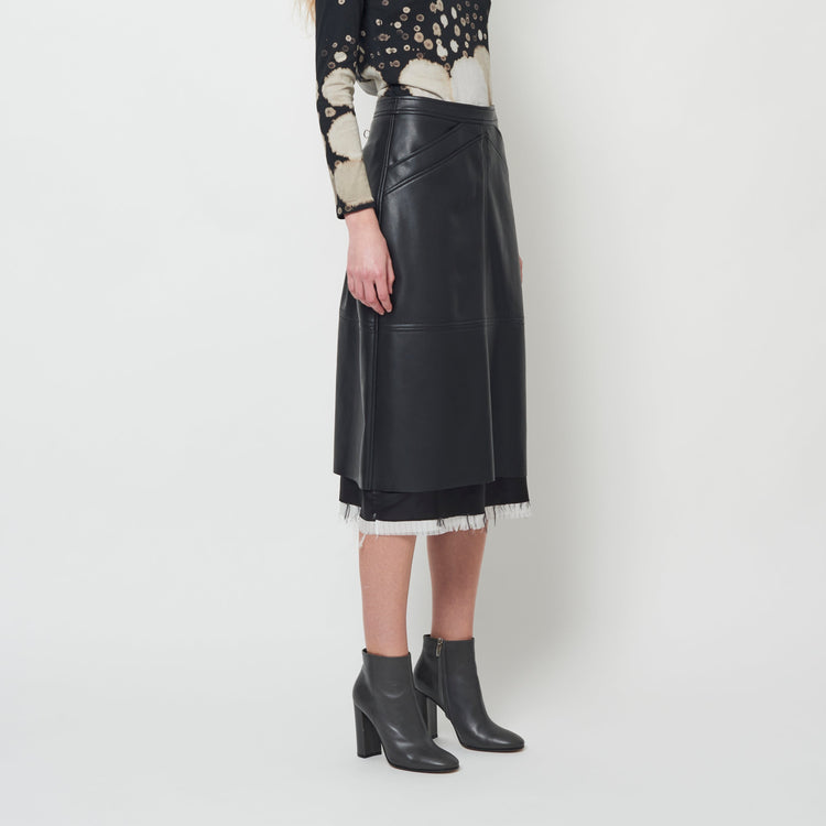 Aurora Skirt in Black Faux Leather